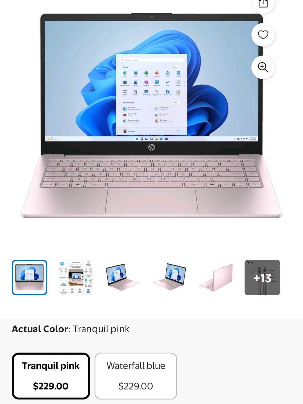 HP Tranquil Pink Thin Laptop with Silver Trim